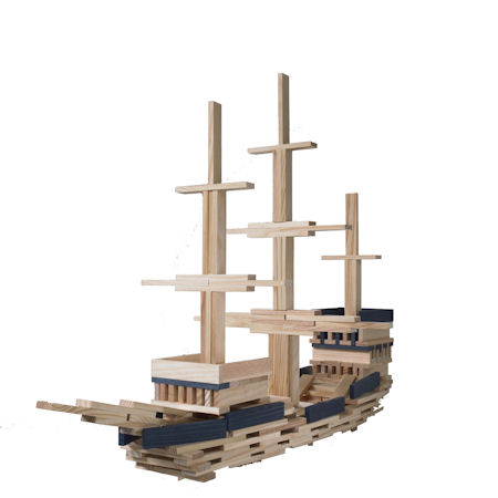 Wooden planks building construction set