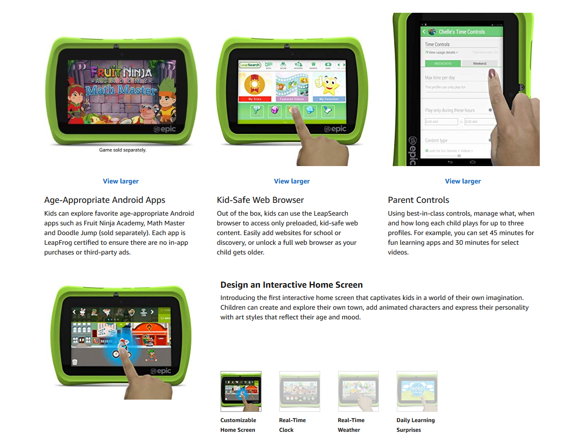 Leapfrog EPIC kids tablet